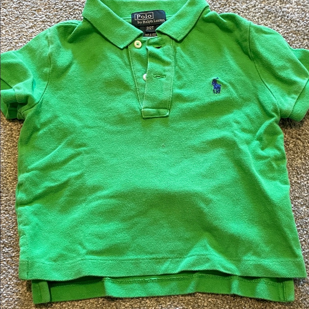 Polo by Ralph Lauren Boys' Bright Green Polo with Navy Pony sz 2/2t